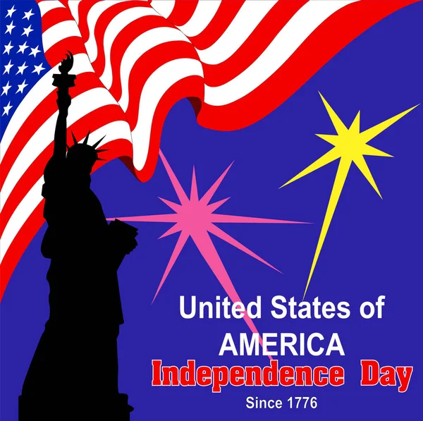 イラストベクトル独立記念日アメリカ旗旗像バッジ装飾 — ストックベクタ