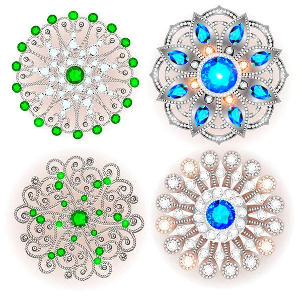 세트의 브로치 디자인 보석과 그리스가 부족의 — 스톡 벡터