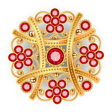 Mandala broş mücevherleri, tasarım elementi. Kabile etnik desenli mandala değerli taşlarla çevrili. Geometrik vintage süslemeli arkaplan.