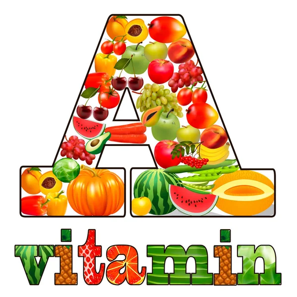 Ilustración Vitamina Productos Herbarios Origen — Vector de stock