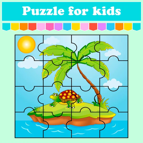 Logická Hra Pro Děti Slon Ostrově Který Sedí Pod Palmou — Stockový vektor