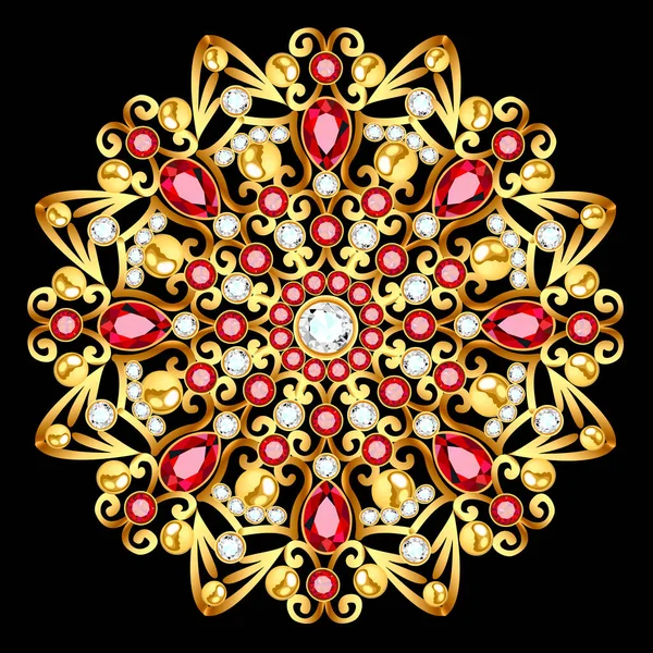 Joyas Broche Mandala Elemento Diseño Patrón Floral Étnico Tribal Mandala — Archivo Imágenes Vectoriales