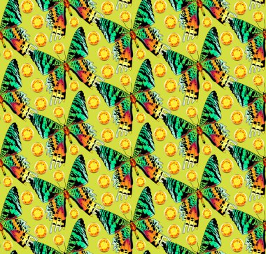 Kelebekler ve mücevherlerle kusursuz bir arkaplan.