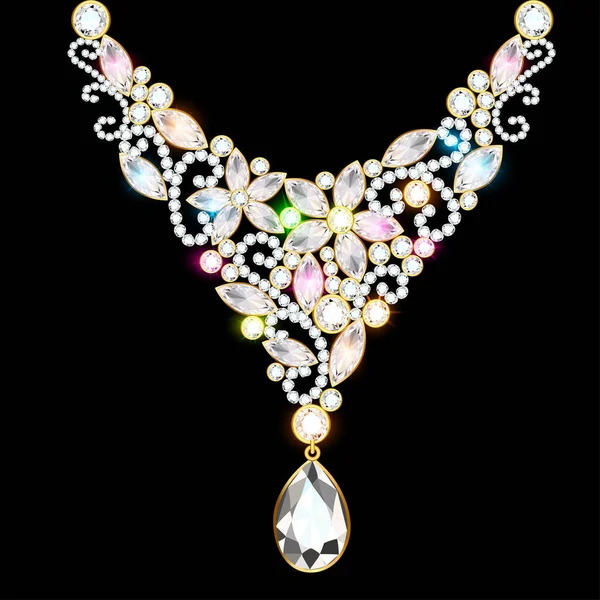 宝石のついた女性用ネックレスのイラスト — ストックベクタ