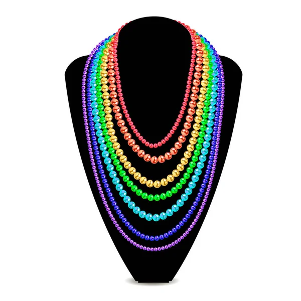 Illustration Collier Multicouche Perles Arc Ciel — Image vectorielle