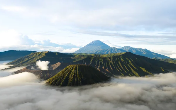 Vulcano Bromo Sull Isola Indonesia Sull Isola Giava Bellissimo Panorama — Foto Stock