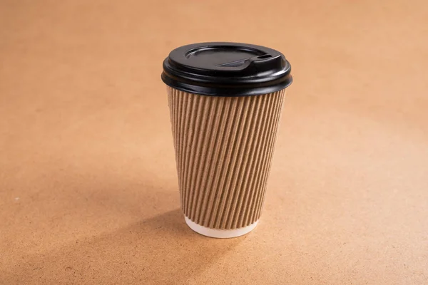 paper cup of cappuccino with a lid drink hot take