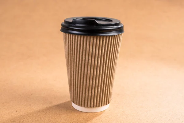 Paper Corrugated Cup Cappuccino Coffee Lid Hot Drink Hot Takeaway — Stock Photo, Image