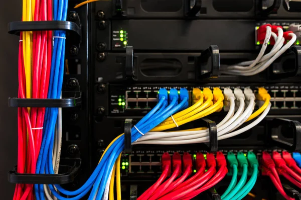 Netwerk Gegevens Kabels Kabel Internet Center Technologie — Stockfoto