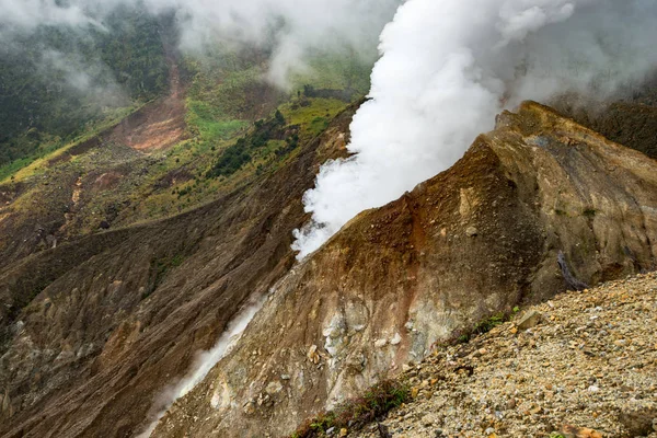 Vulcão Ativo Vapor Ilha Java Indonésia Paisagem Geologia — Fotografia de Stock