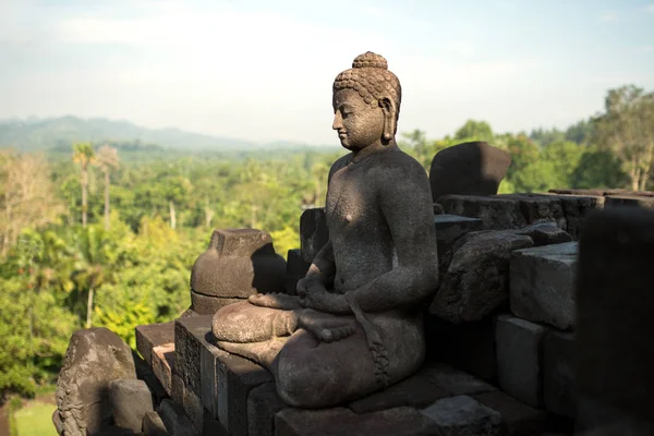 Meditando Templo Buda Borobudur — Fotografia de Stock