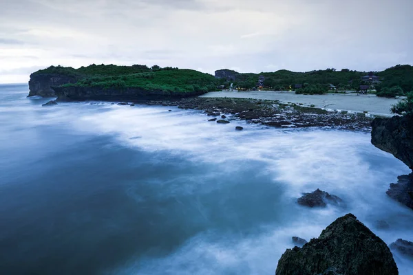 Costa Oceano Índico Paisagem Incomum Exposição Longa Foto Tamanho Grande — Fotografia de Stock