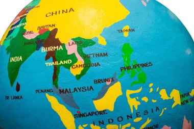 Indochina Asya, parlak küre, Asya ülkeleri haritası
