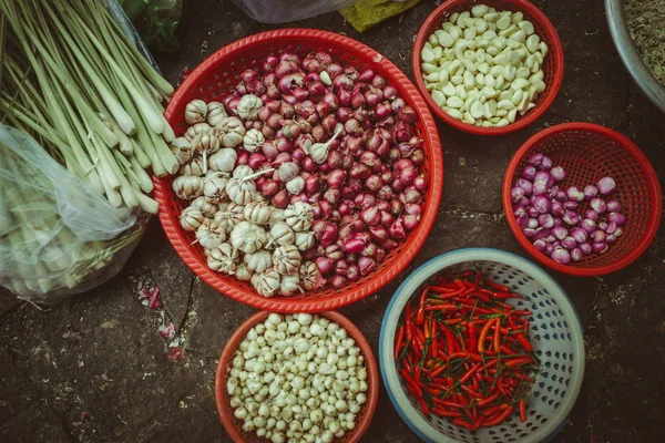 Mercado Asiático Especiarias Legumes Pimenta Alho Parte Cultura Asiática — Fotografia de Stock