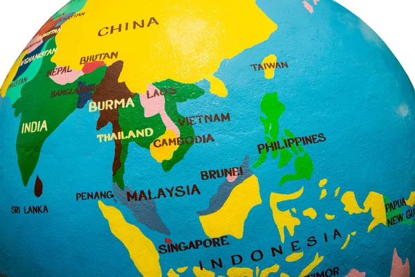 Indochina map of Asia, bright globe, Asia countries