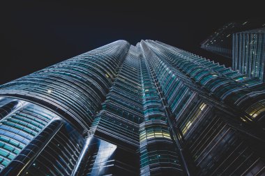 Petronas kuleleri gece Mimarlık Kuala Lumpur, Malezya