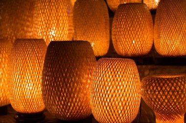 Hasır lamba ışık, güzel ev, arka plan iç unsuru