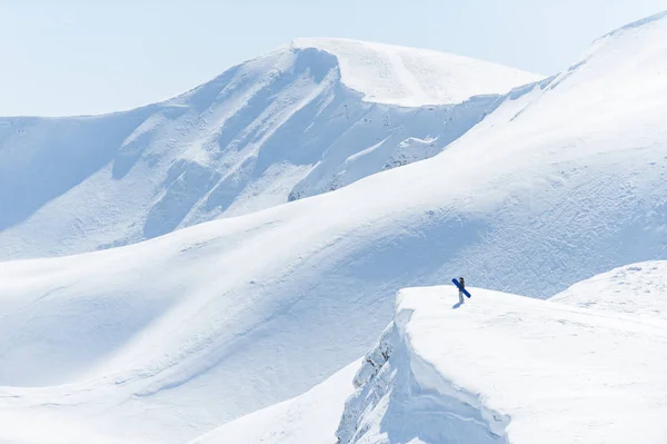 Snowboarder Freeride Nas Montanhas Nevadas Europa — Fotografia de Stock