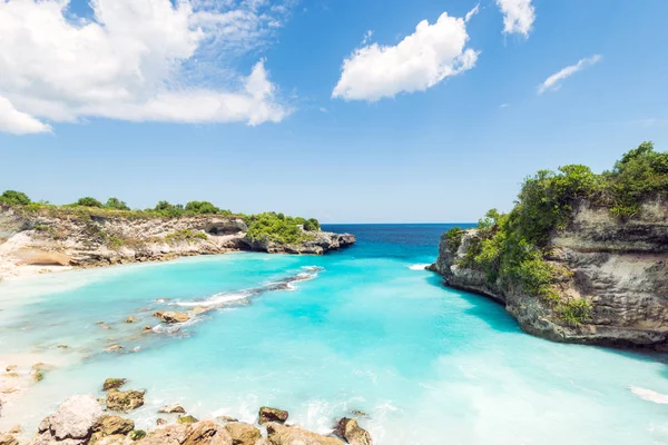 Bahía Paisaje Agua Azul Laguna Azul Océano Isla Nusa Penida — Foto de Stock