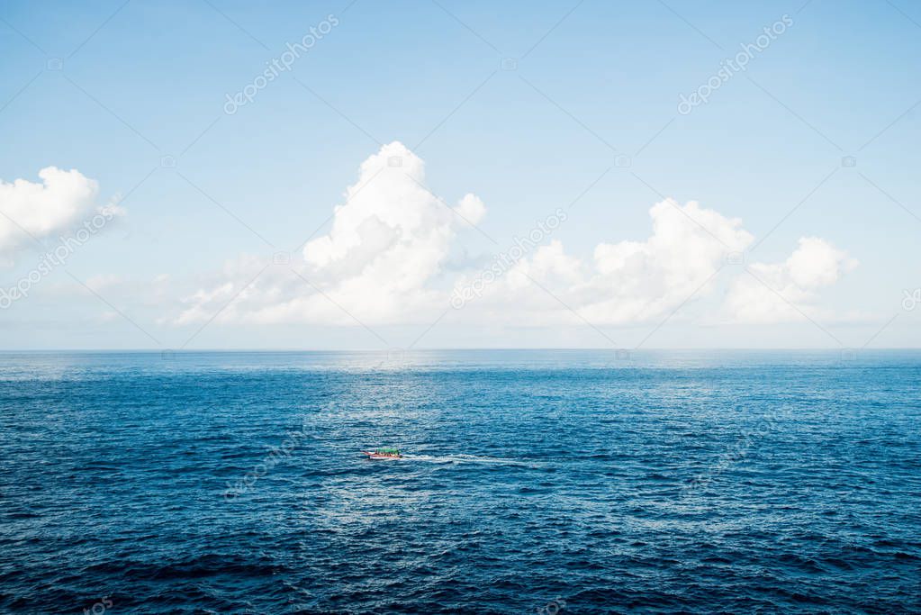 Indian Ocean of the southern hemisphere, a beautiful view of the horizon, sky and water surface. You can watch for a long time