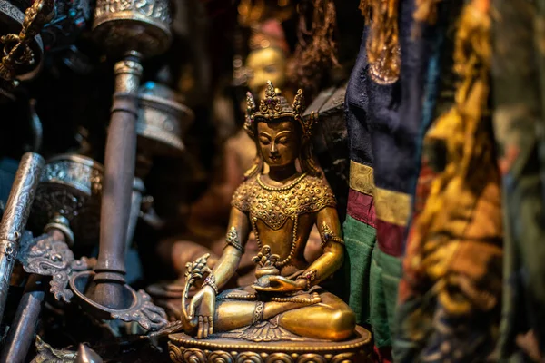 Tibest Estatua Bronce Buddha Una Tienda Antigüedades — Foto de Stock