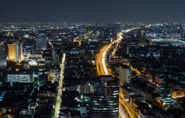 Éjszaka Nagyvárosi Kilátás Városkép Felülről — Stock Fotó