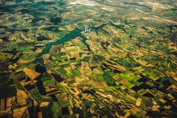 Abstrakte Fragmente Von Feldern Europas Luftaufnahme Von Ackerland — Stockfoto