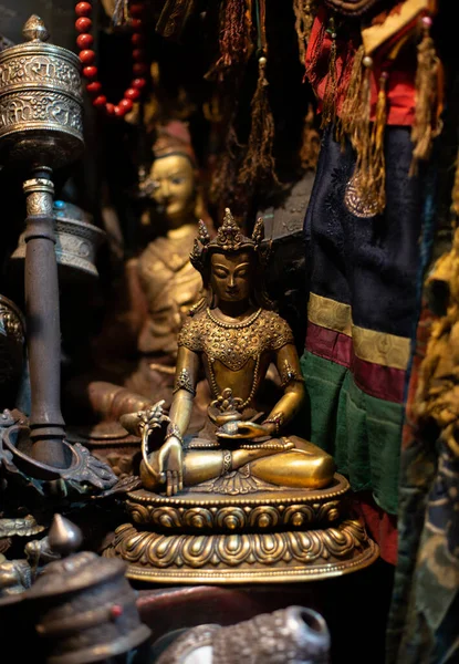 Estatua Buddha Tienda Antigüedades Del Tíbet Buddhism — Foto de Stock