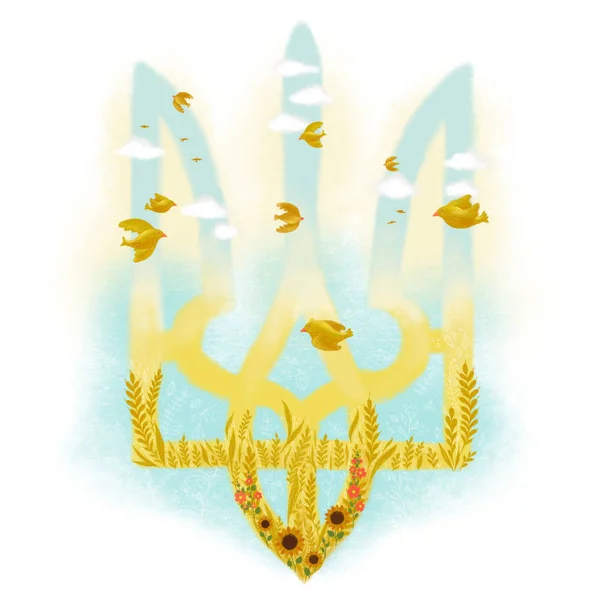 乌克兰三叉星 ， 状态符号， 插图 — 图库照片