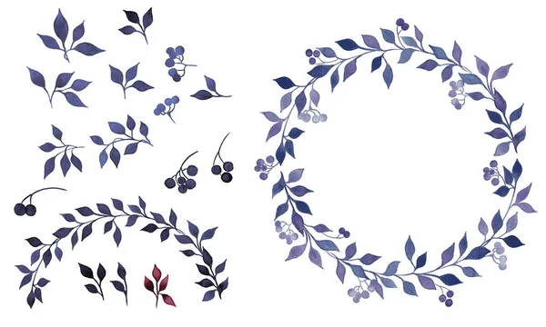 Декоративные Листья Венки Акварели — стоковое фото