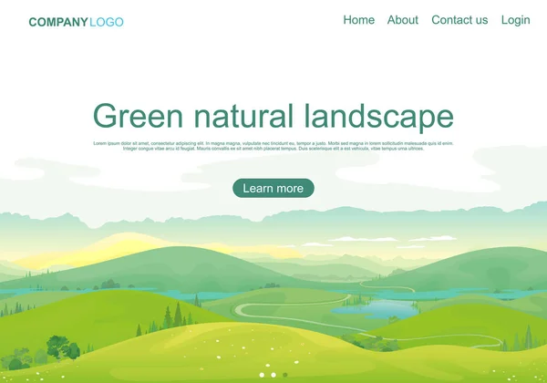 Paisaje Natural Verde Landing Page — Archivo Imágenes Vectoriales