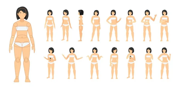 Constructeur Personnages Féminins Avec Différentes Vues — Image vectorielle