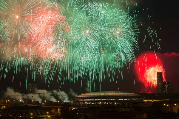 Big fireworks over Luzhniki stadium in Moscow