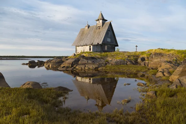 Old wooden church built for filming on the White Sea, Rabocheostrovsk, Karelia, Russia