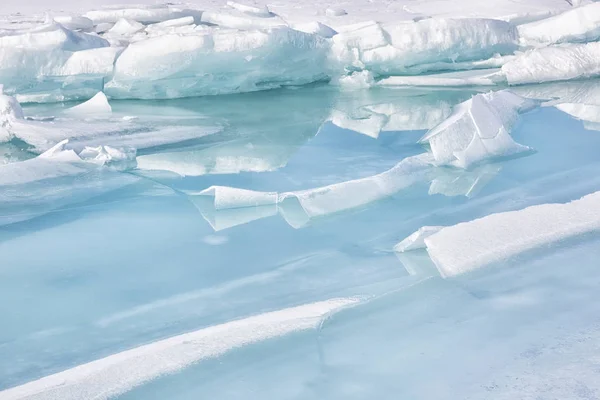 Ice hummocks from transparent ice on Lake Baikal, Russia