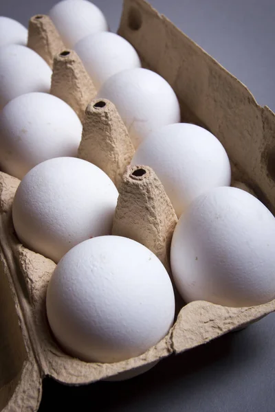 White Chicken Eggs Egg Carton Tray — Stock Photo, Image