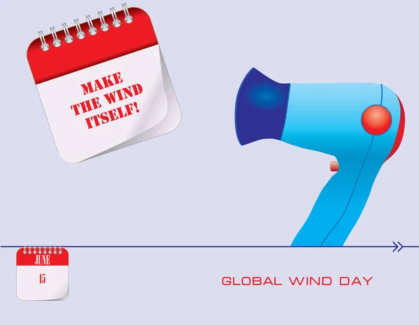 Kalender Gebeurtenissen Van Juni Gefeliciteerd Voor Wereldwijde Actiedag Van Wind — Stockvector