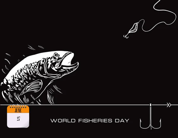 カレンダー 月イベント世界水産デーのお祝いの言葉 — ストックベクタ