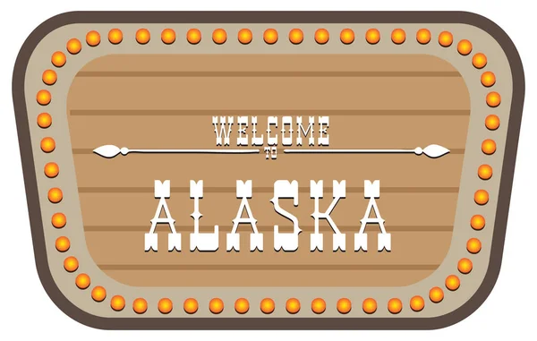 Letrero Calle Vintage Bienvenido Alaska Ilustración Vectorial — Vector de stock