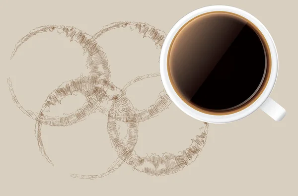 コーヒー カップからのトレース コーヒーの滴下 — ストックベクタ
