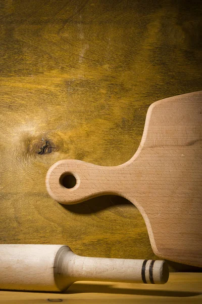 Prkénko Váleček Dřevěný Stůl — Stock fotografie