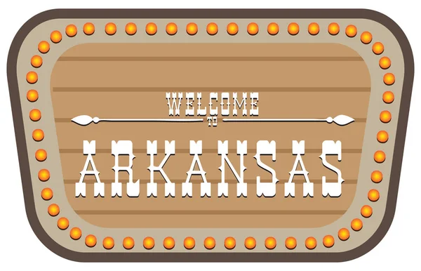 Een Vintage Straatnaambord Welkom Naar Arkansas Vectorillustratie — Stockvector