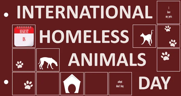 Открытка Международному Дню Бездомных Животных Векторная Иллюстрация — стоковый вектор