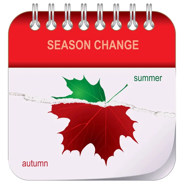 Schimbarea Sezonului Calendarul Rupere Foaie Vară Toamnă — Vector de stoc