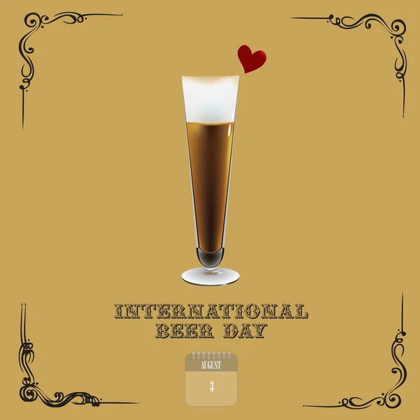 Банер Міжнародного Пиво День Старі Поштові Картки — стоковий вектор