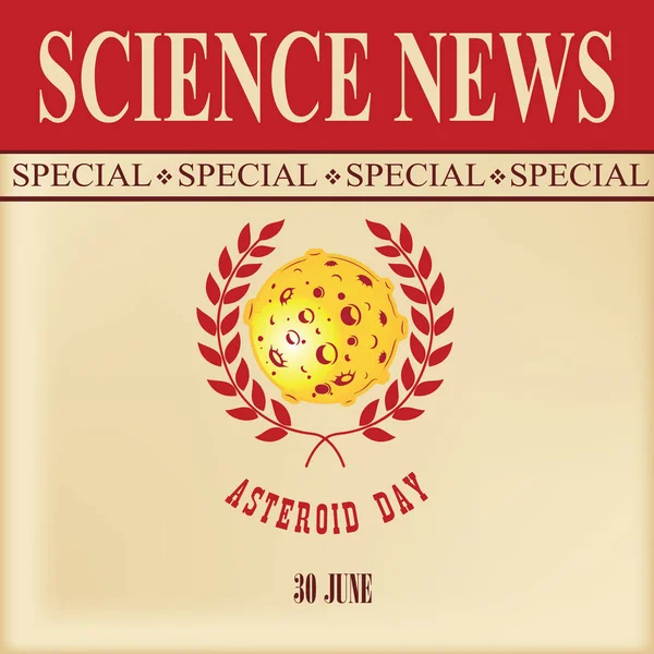 Nieuws Blad Speciale Wetenschapsdag Nieuws Asteroïde — Stockvector