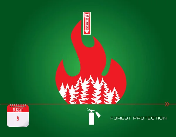 Kartka Pocztowa Ochrony Lasów Przed Ogień Dnia Ilustracja Wektorowa — Wektor stockowy