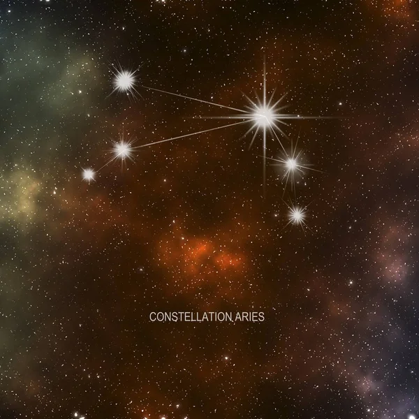 带红色星云和星座阿里的空间星空间 — 图库照片