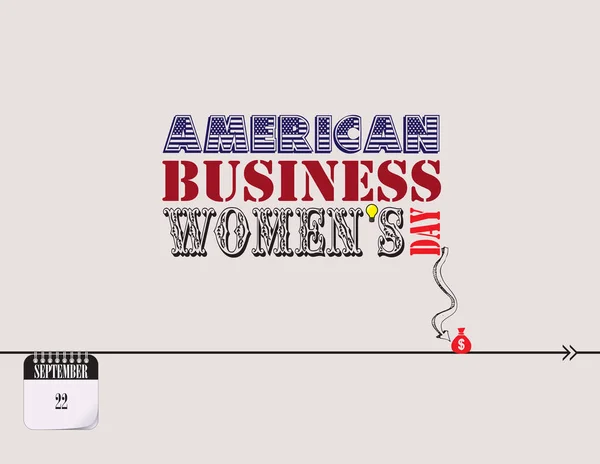 Calendário Eventos Setembro Parabéns Pelo Dia Americano Das Mulheres Empresariais — Vetor de Stock