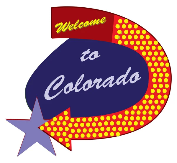 Дорожній Знак Ласкаво Просимо Колорадо Будівництво Стилі Ятдесятих Років — стоковий вектор